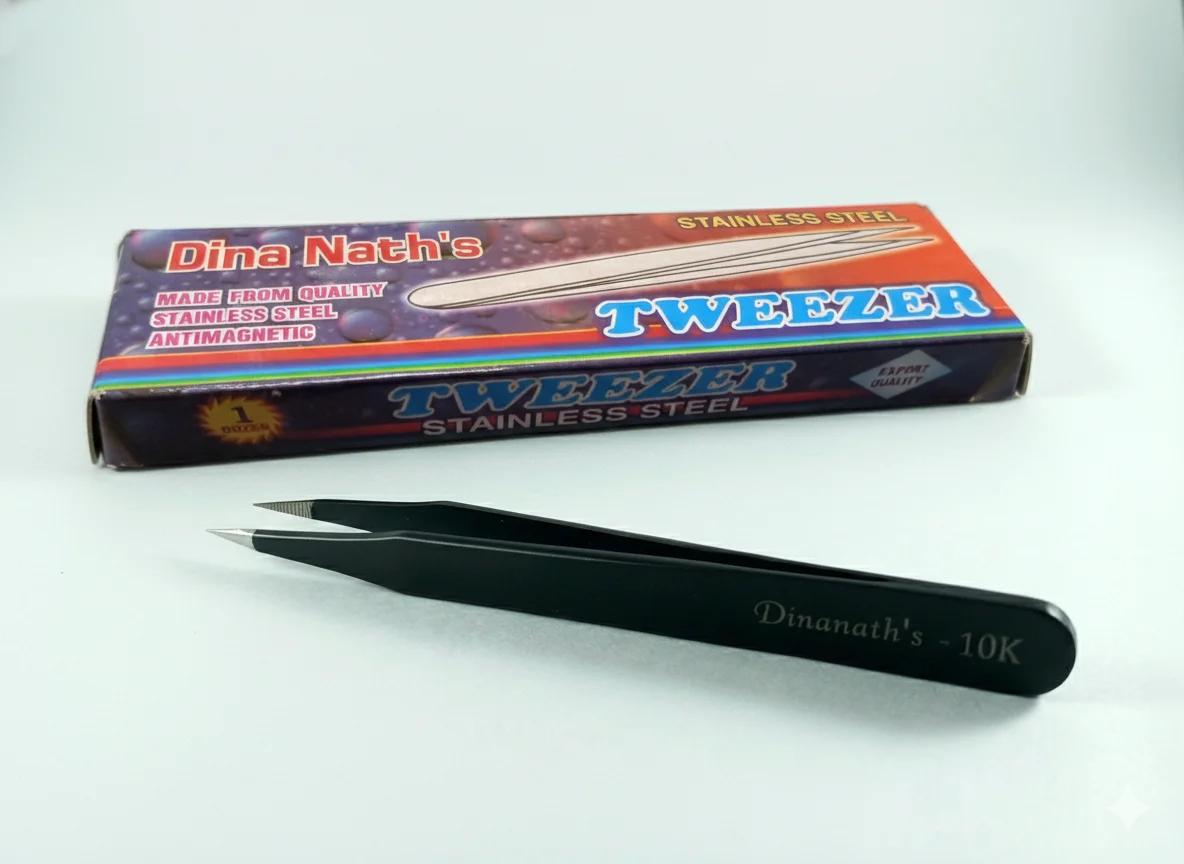 Dinanath's 10K Powder Coated Black Tweezer - Tools | Dinanath & Sons Chandni Chowk