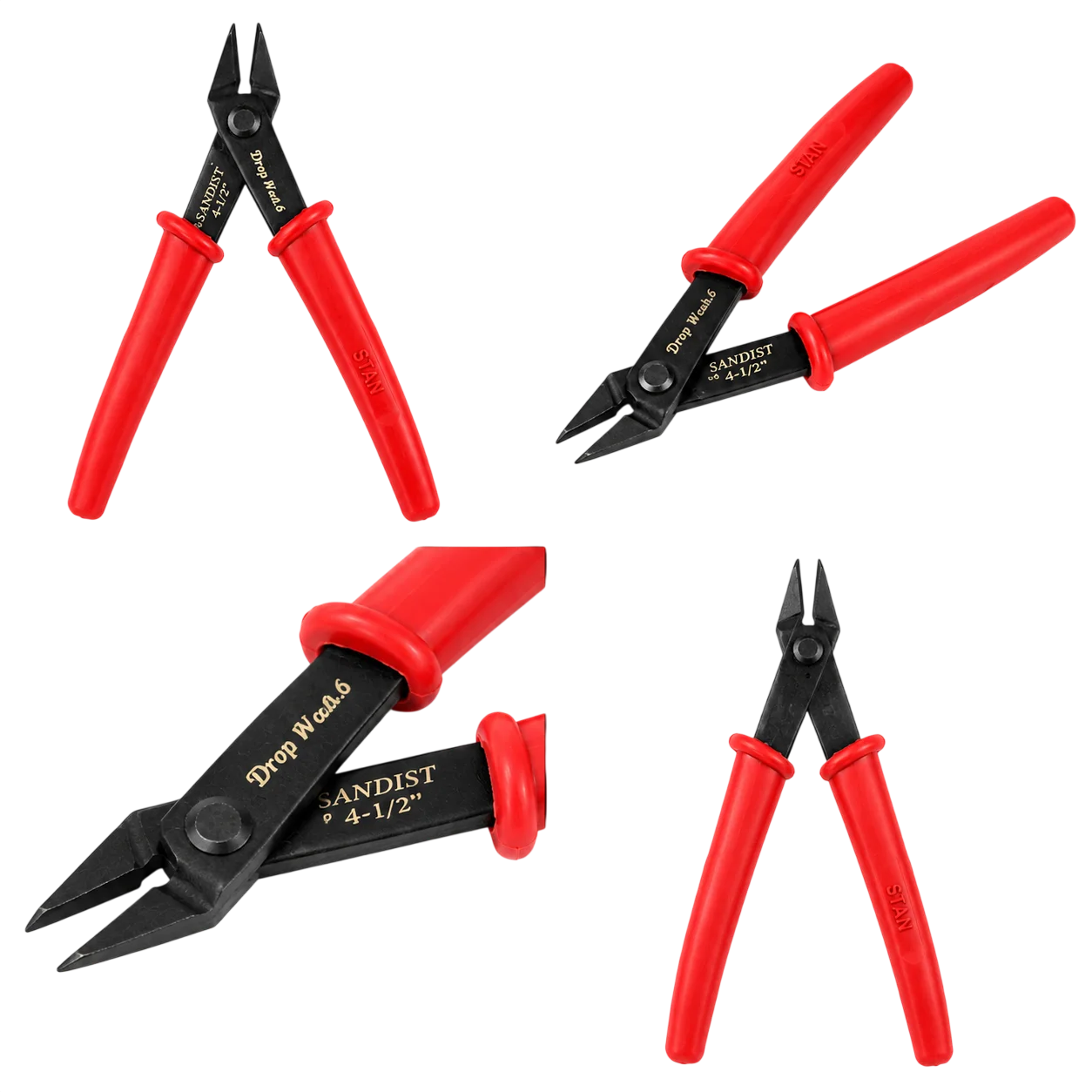 Dinanath's Precision nipper cutters with black blades and red ergonomic handles