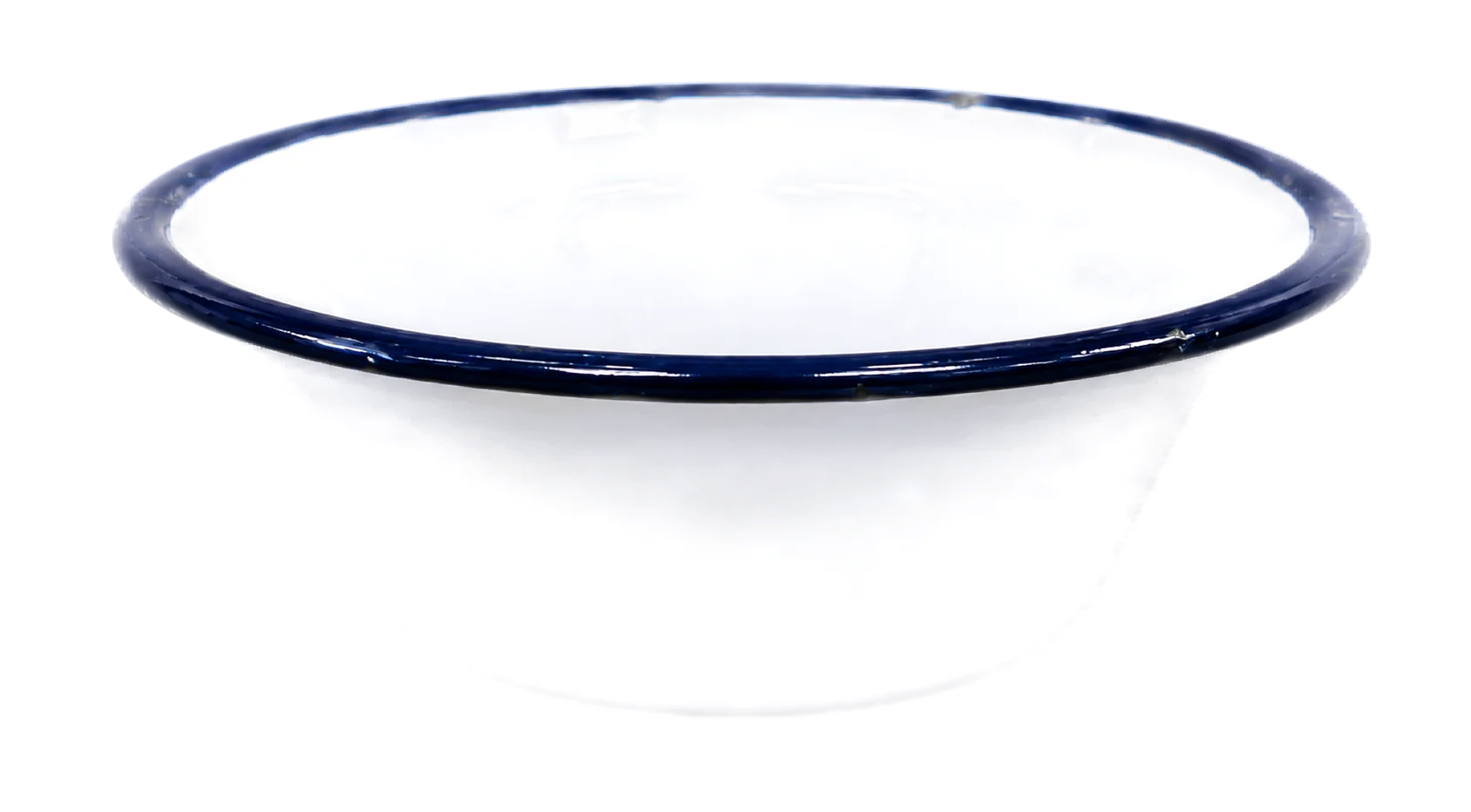 Enamel Bowl, White with Blue Rim thumbnail 2